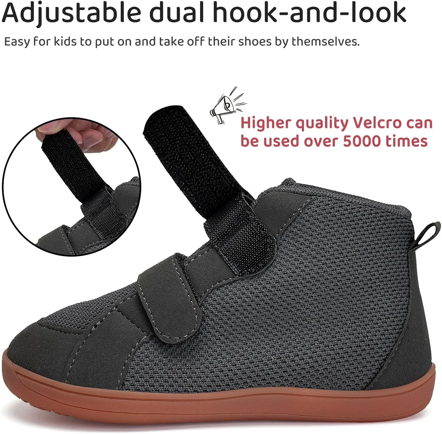 WateLves Toddler Wide Barefoot Shoes Boys Girls Little Kid High Top Minimalist Sneakers | Zero-Drop Healthy Sole | Natural to Grow