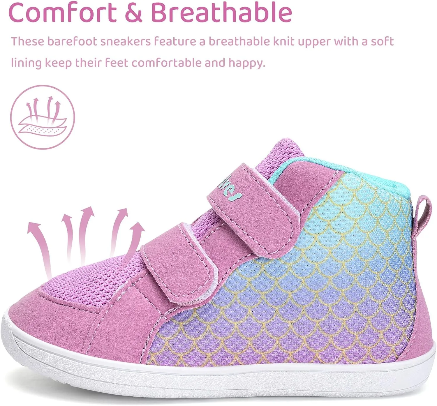 WateLves Toddler Wide Barefoot Shoes Boys Girls Little Kid High Top Minimalist Sneakers | Zero-Drop Healthy Sole | Natural to Grow