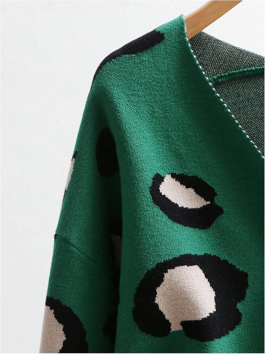 WDIRARA Women's Leopard Tiger Print Cardigan V Neck Long Sleeve Color Block Button Down Sweater Outwear