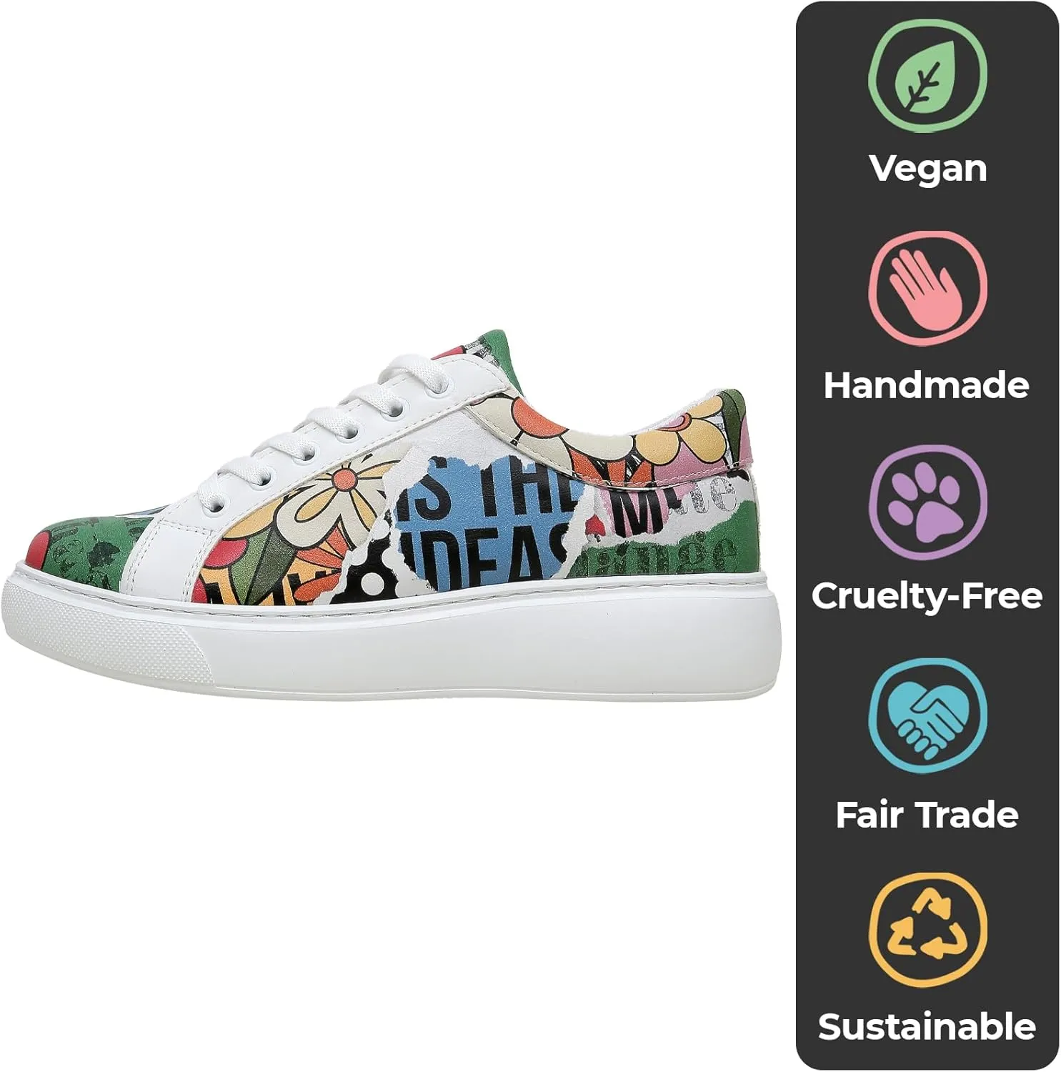 Wedge Platform Sneakers for Women - Handmade Vegan Leather, Unique Chunky Sneakers