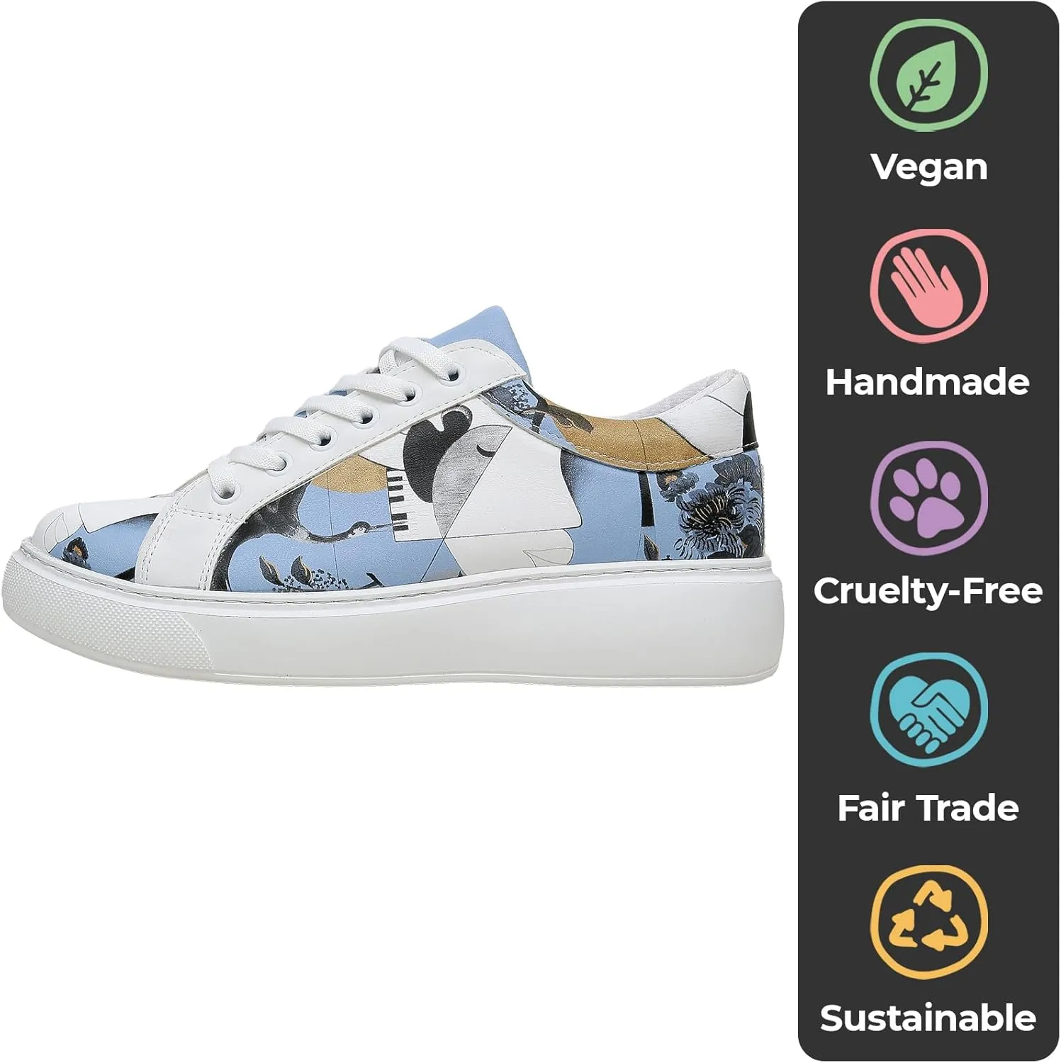 Wedge Platform Sneakers for Women - Handmade Vegan Leather, Unique Chunky Sneakers