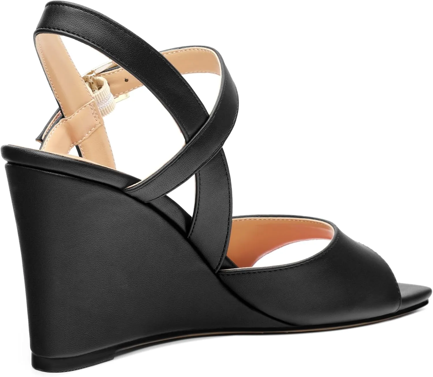 Wedge Sandals for Women, Square Open Toe Ankle Strap Adjustable Strap Matte Comfortable Casual Dating High Heeled Sandals 3.35 Inch