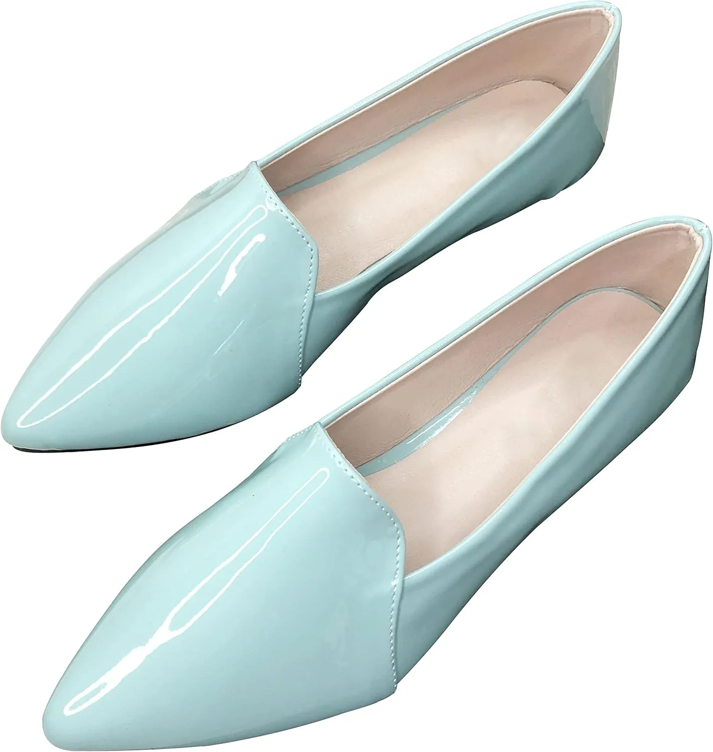 WENJIAZHIZHI Ballet Flats for Women Comfortable Women's Flats Memory Foam Slip on Pointed Toe Flats Shoes Women Solid