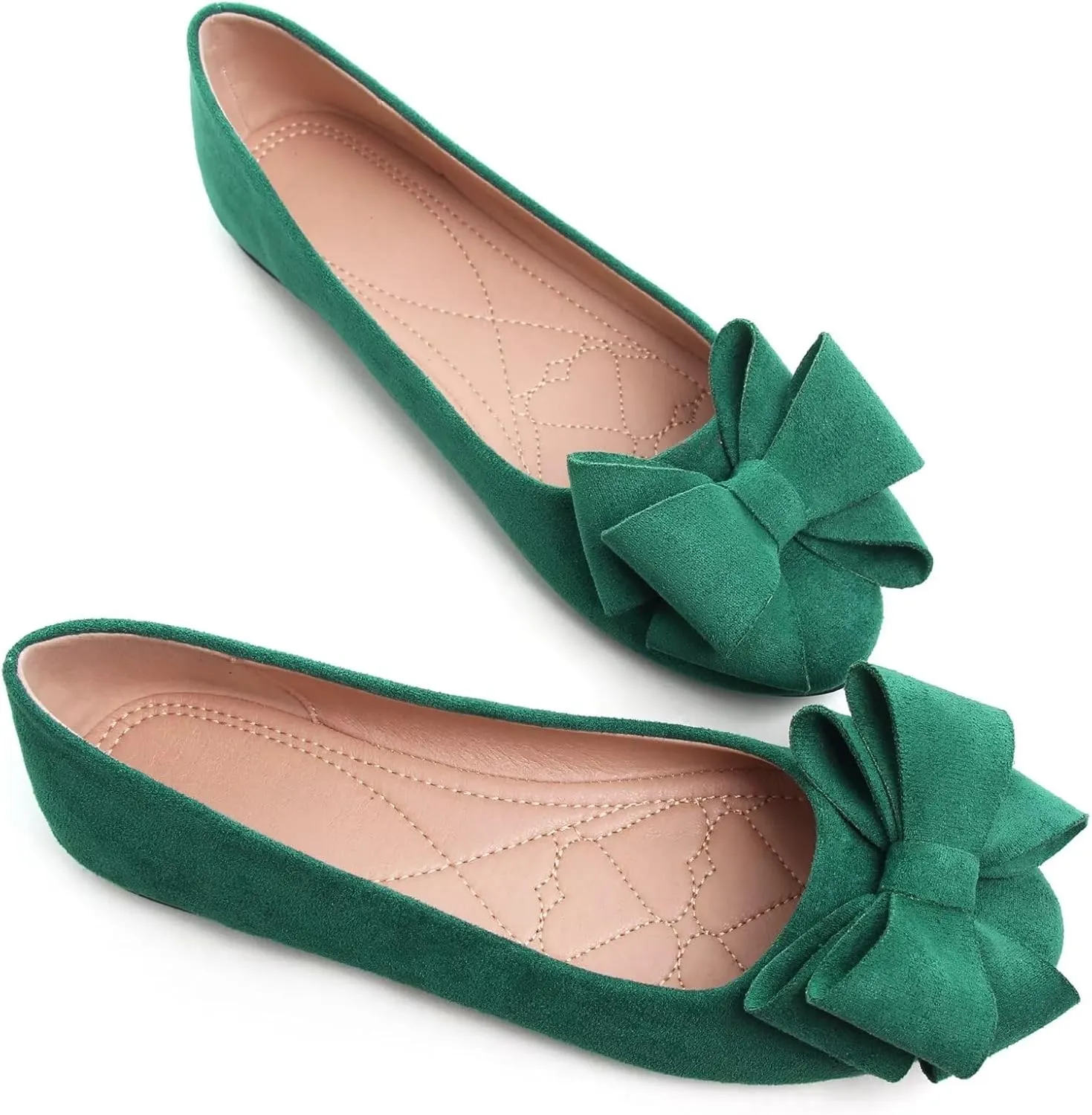WENJIAZHIZHI Women's Square Toe Bowknot Ballet Flats Comfortable Slip-On Casual Loafers Walking Flat Dress Shoes