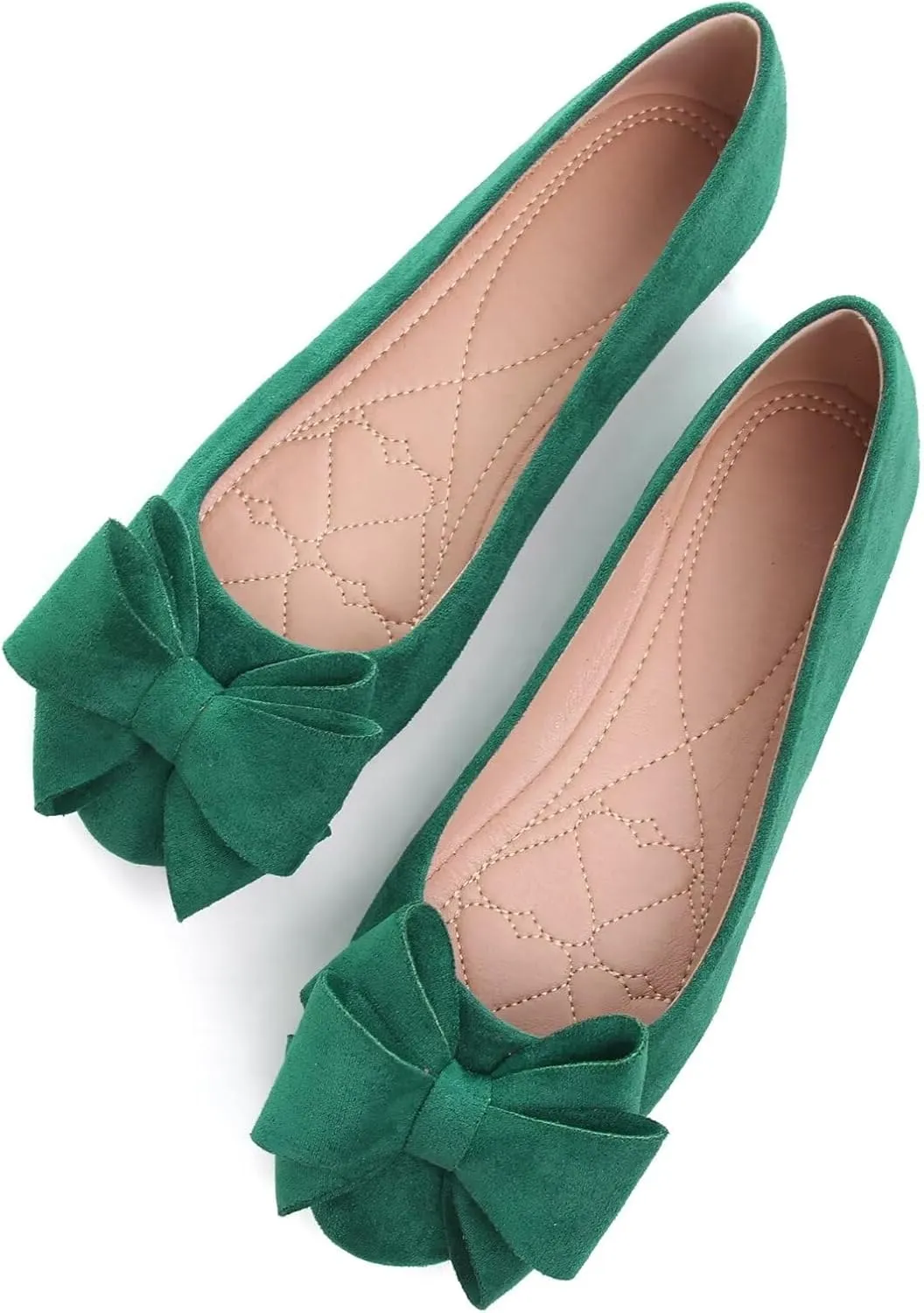 WENJIAZHIZHI Women's Square Toe Bowknot Ballet Flats Comfortable Slip-On Casual Loafers Walking Flat Dress Shoes
