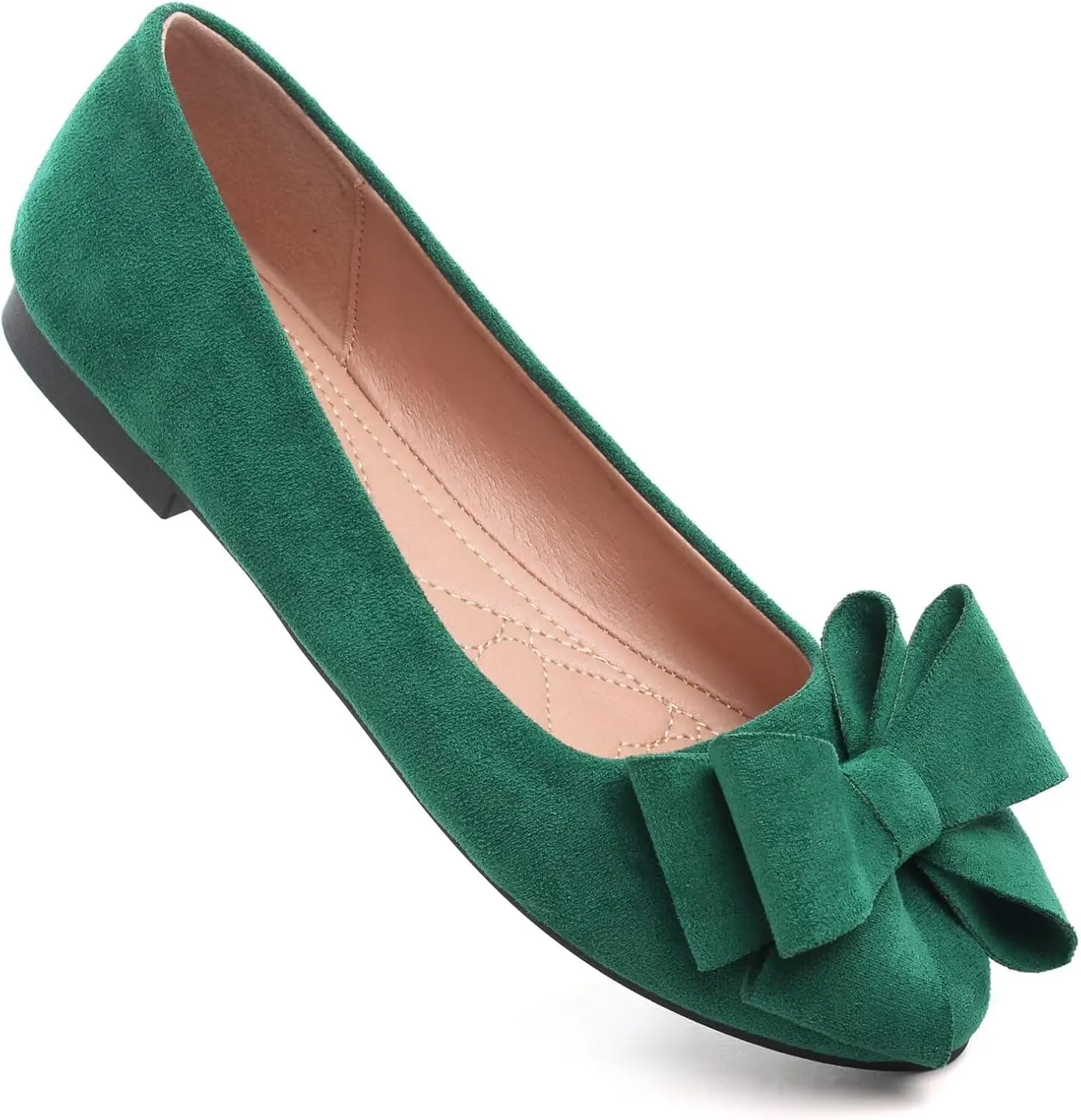 WENJIAZHIZHI Women's Square Toe Bowknot Ballet Flats Comfortable Slip-On Casual Loafers Walking Flat Dress Shoes