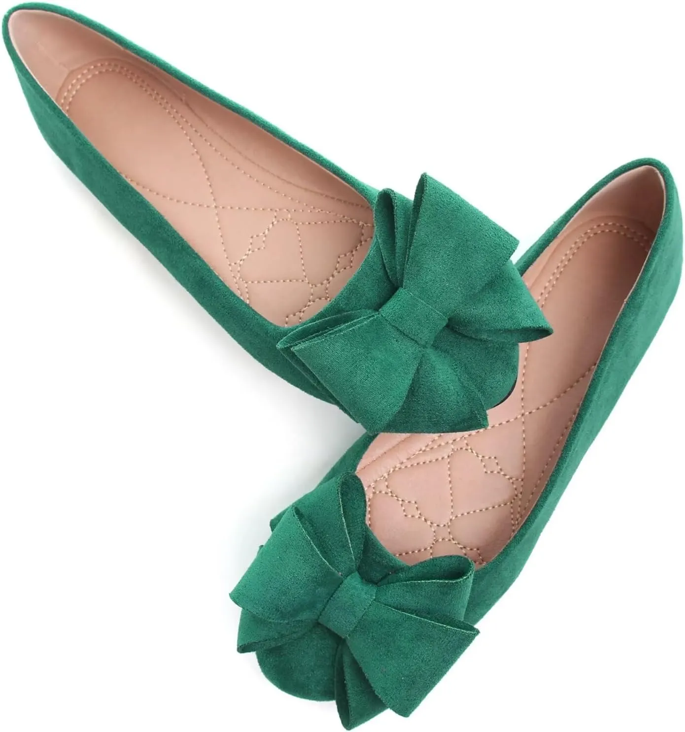 WENJIAZHIZHI Women's Square Toe Bowknot Ballet Flats Comfortable Slip-On Casual Loafers Walking Flat Dress Shoes