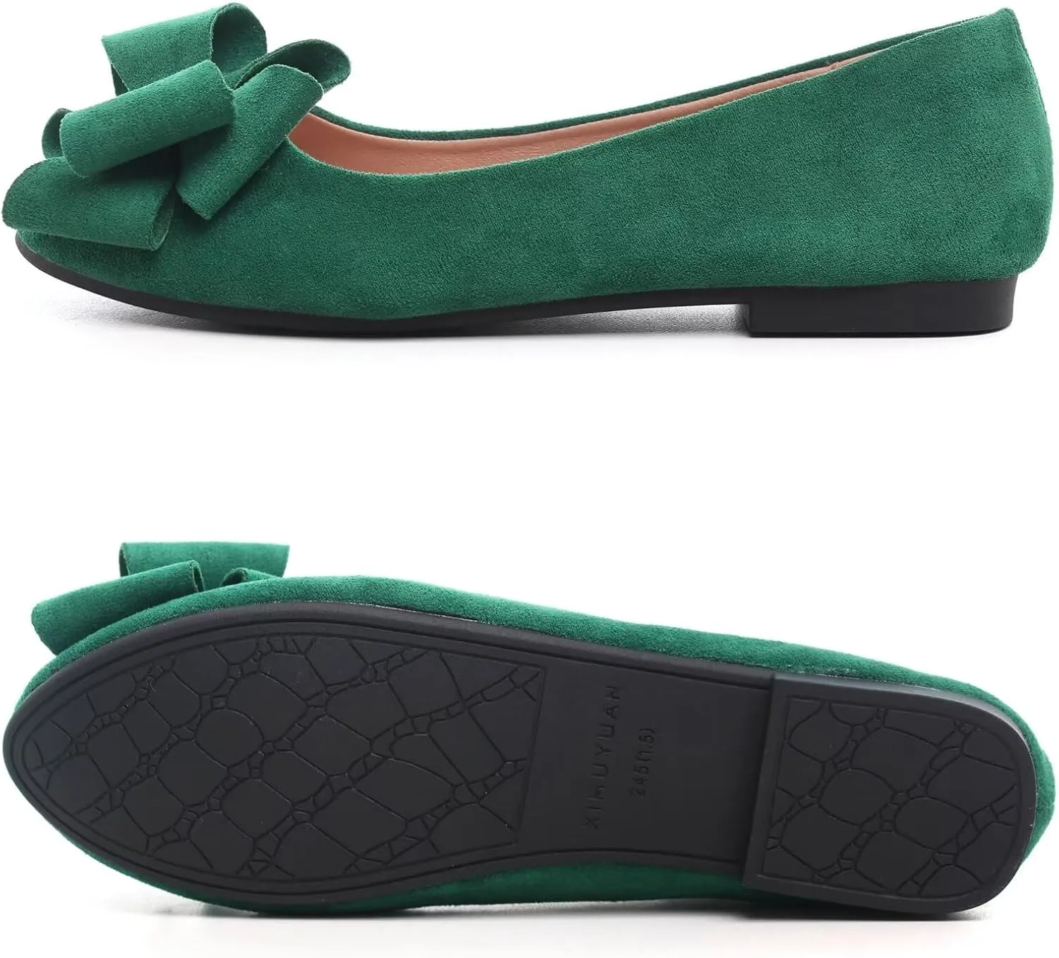 WENJIAZHIZHI Women's Square Toe Bowknot Ballet Flats Comfortable Slip-On Casual Loafers Walking Flat Dress Shoes