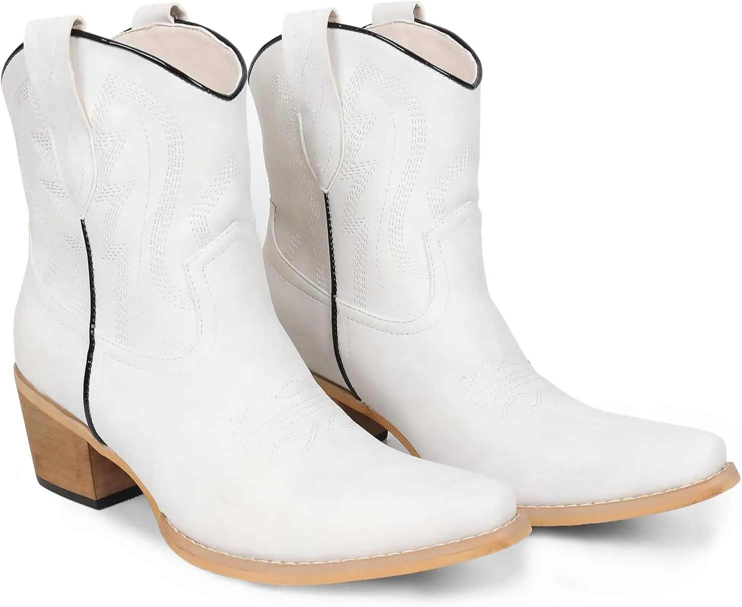 Western Cowgirl Ankle Boot for Women with Embroidered Comfort Fashion Short Boots Pointed Toe Cowgirl Short Booties Side Zipper