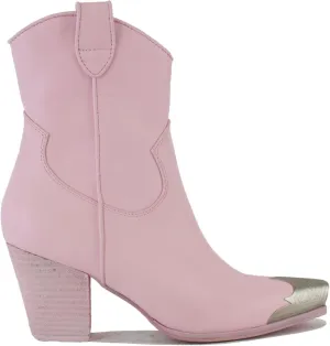 Western Metal Toe Ankle Boots Cowboy Boots for Women Cowgirl Boots Pointed Toe Zipper Boots Stacked Heel Boots