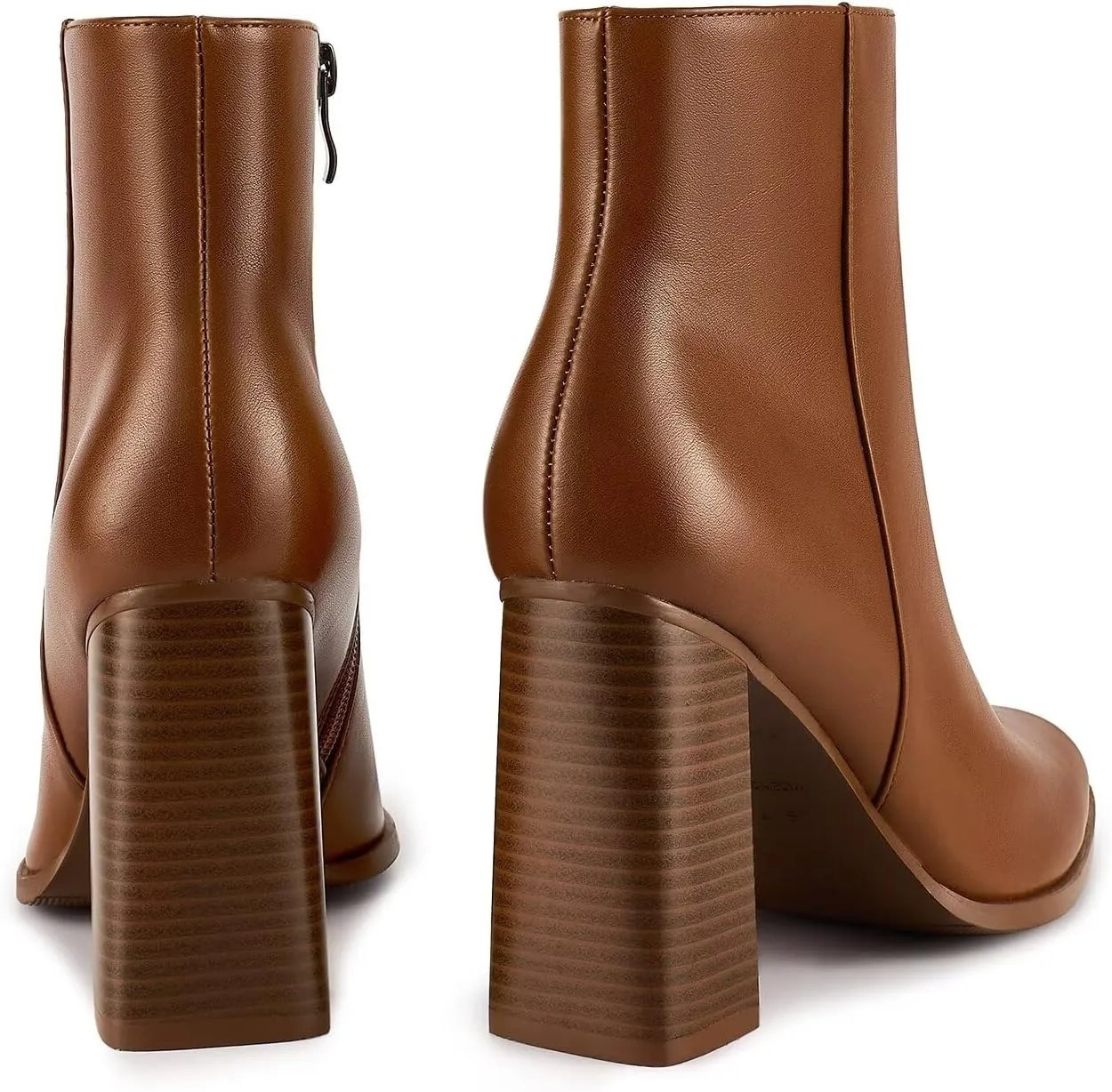wetkiss Boots for Women Chunky Heel Ankle Booties with Pointed Toe Side Zipper