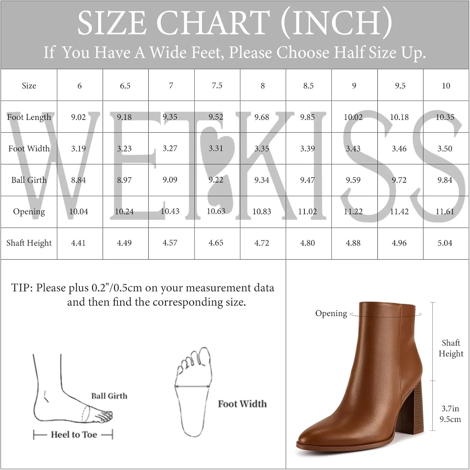 wetkiss Boots for Women Chunky Heel Ankle Booties with Pointed Toe Side Zipper