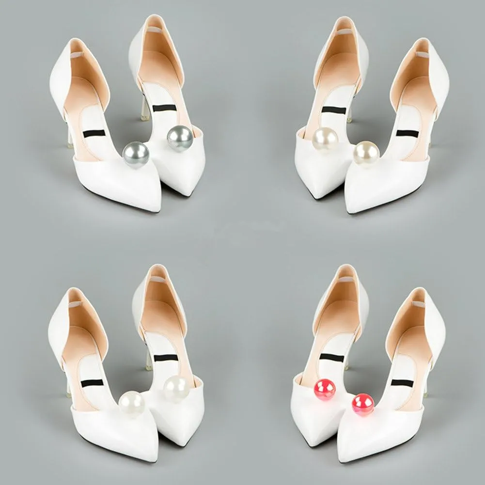 White Purple Pearl Wedding Bridal Shoe Clips Simple Removable Pair Accessories Jewelry