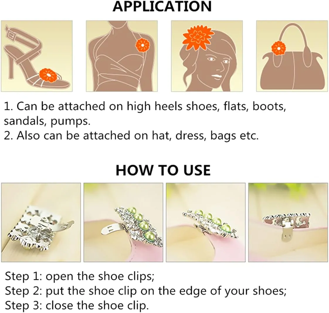 White Purple Pearl Wedding Bridal Shoe Clips Simple Removable Pair Accessories Jewelry