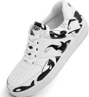 White Sneakers for Women - Handmade Women's Fashion Sneakers, Vegan Leather and Unique Design Dice Sneakers