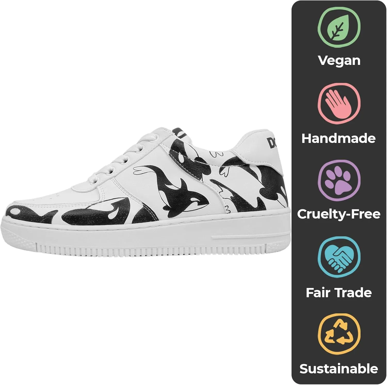 White Sneakers for Women - Handmade Women's Fashion Sneakers, Vegan Leather and Unique Design Dice Sneakers