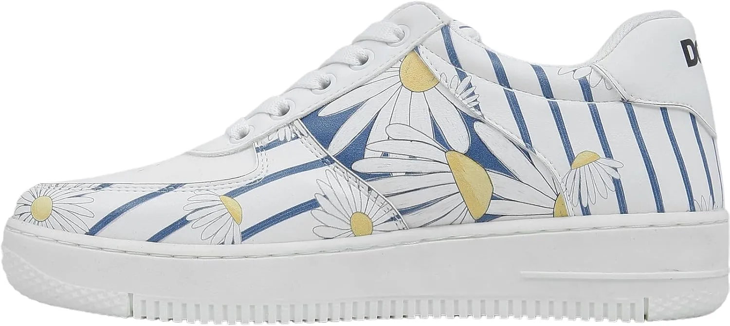 White Sneakers for Women - Handmade Women's Fashion Sneakers, Vegan Leather and Unique Design Dice Sneakers
