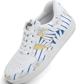 White Sneakers for Women - Handmade Women's Fashion Sneakers, Vegan Leather and Unique Design Dice Sneakers