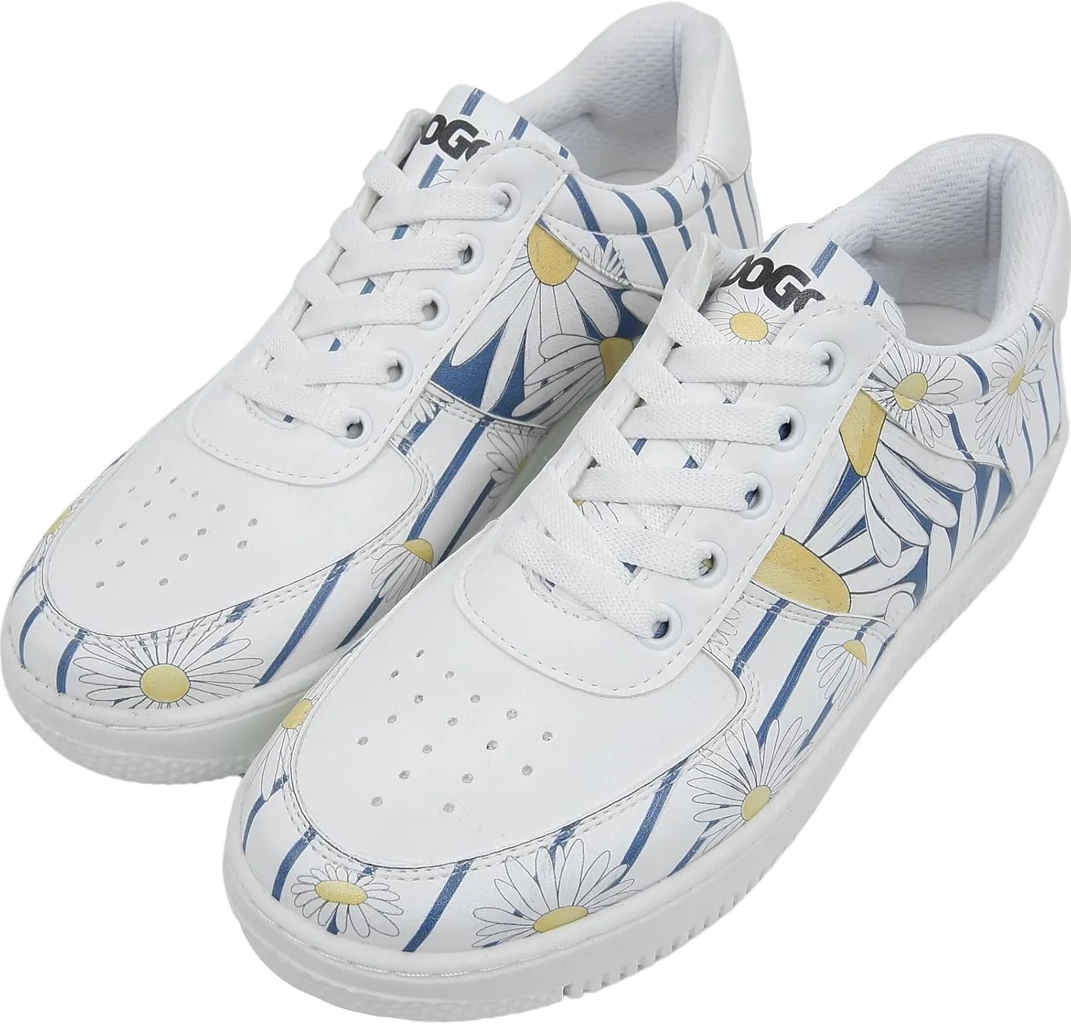 White Sneakers for Women - Handmade Women's Fashion Sneakers, Vegan Leather and Unique Design Dice Sneakers