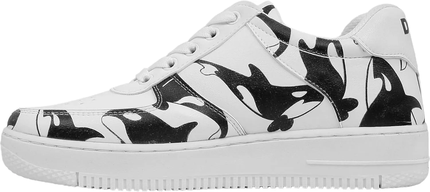 White Sneakers for Women - Handmade Women's Fashion Sneakers, Vegan Leather and Unique Design Dice Sneakers