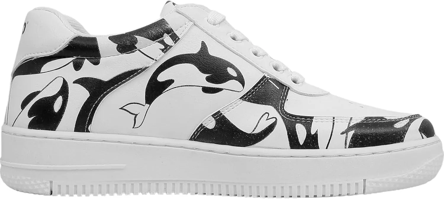 White Sneakers for Women - Handmade Women's Fashion Sneakers, Vegan Leather and Unique Design Dice Sneakers