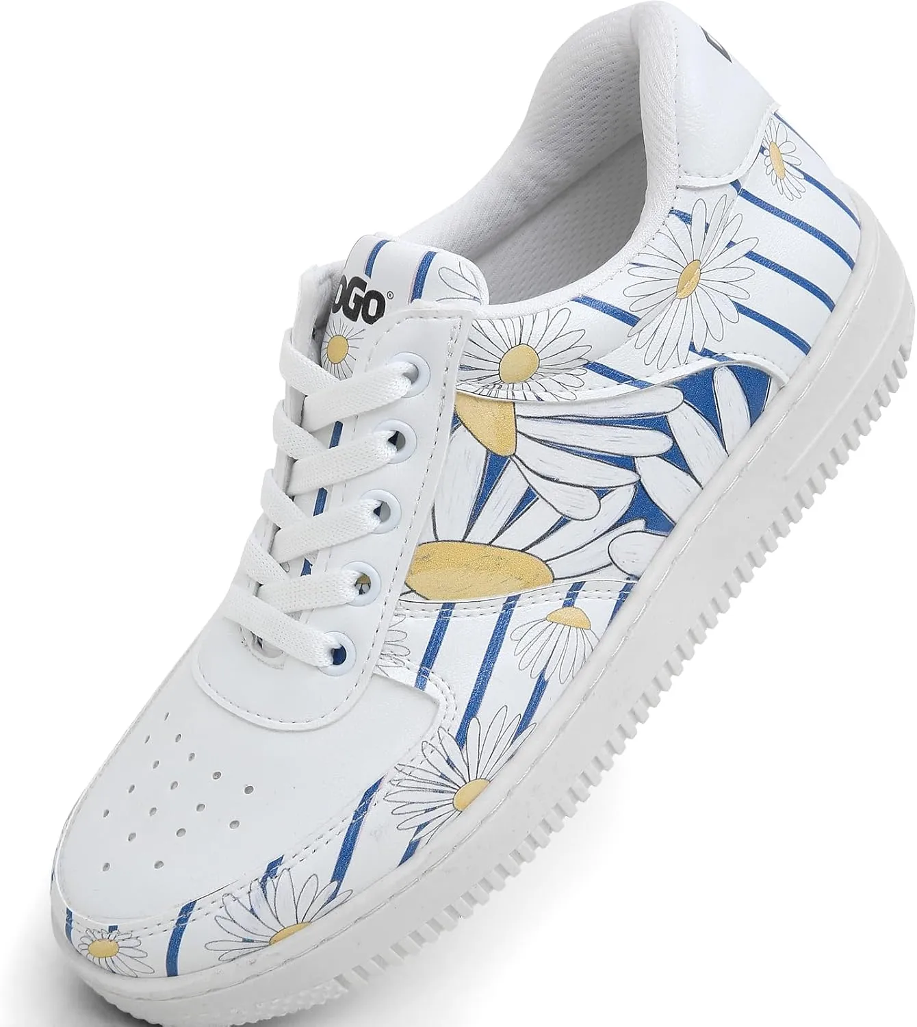 White Sneakers for Women - Handmade Women's Fashion Sneakers, Vegan Leather and Unique Design Dice Sneakers
