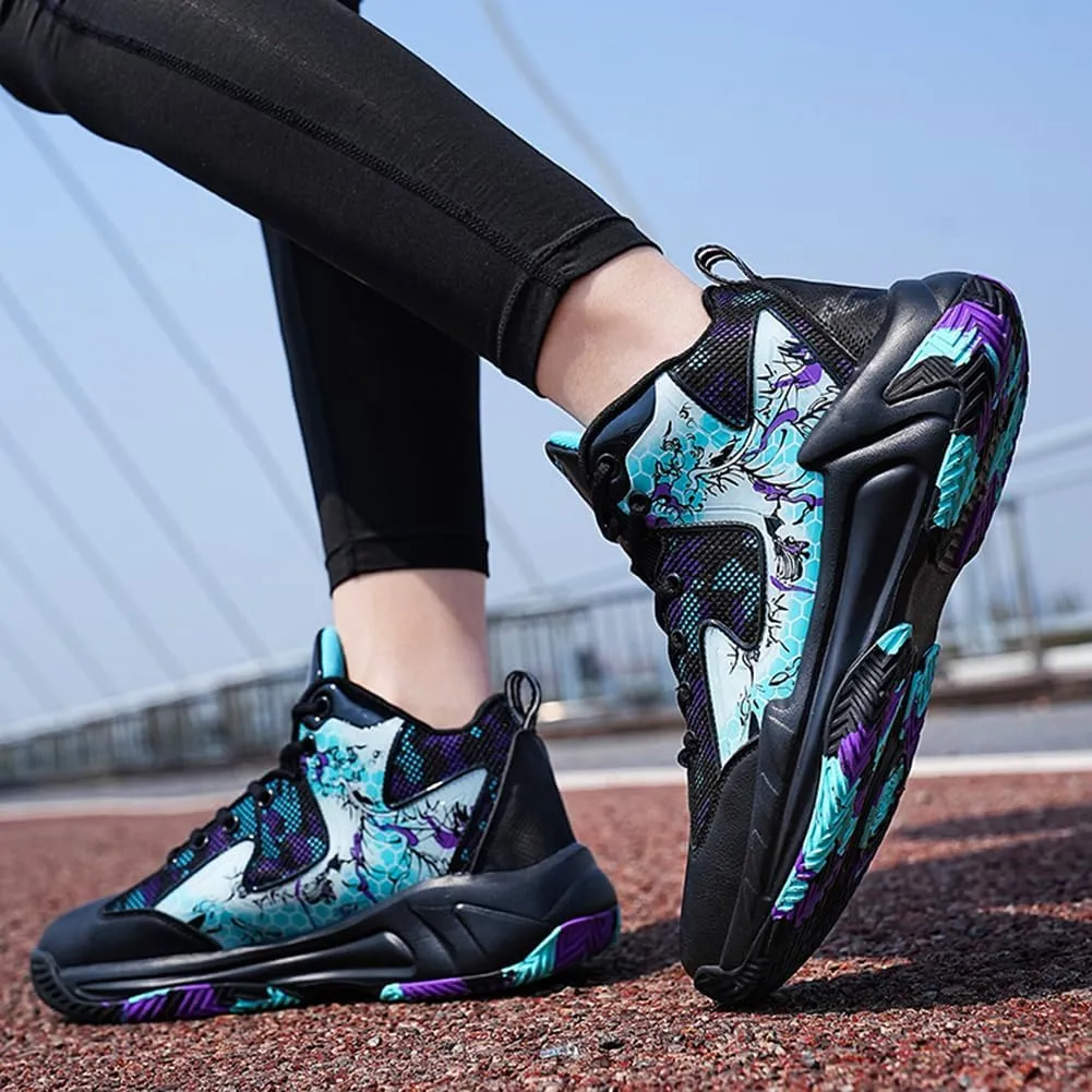WILTENA Womens Mesh Breathable Basketball Shoes Mens Anti Slip Sneakers Unisex Fashion Running Sneakers Colorful Painting Sports Shoes