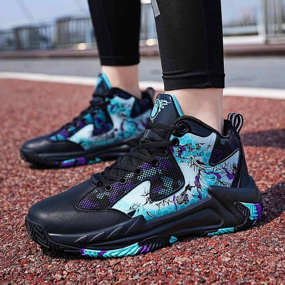 WILTENA Womens Mesh Breathable Basketball Shoes Mens Anti Slip Sneakers Unisex Fashion Running Sneakers Colorful Painting Sports Shoes