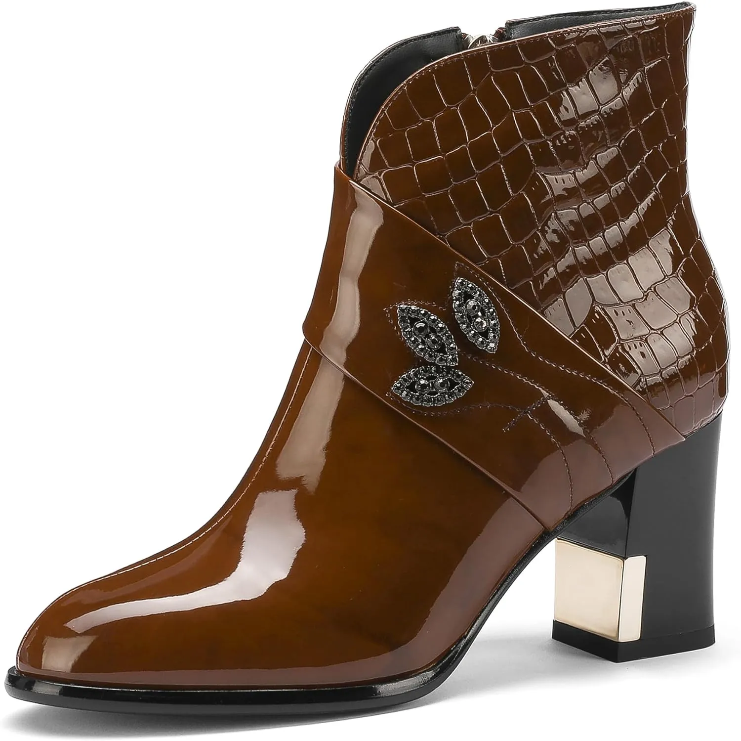 Winter Boots for Women 2025 High Heel Waterproof Shoes Extra Wide Calf Cowboy Rain Snow Chelsea Mid Short Cowgirl Western Chunky Slip On Comfortable Dress Fashion Booties