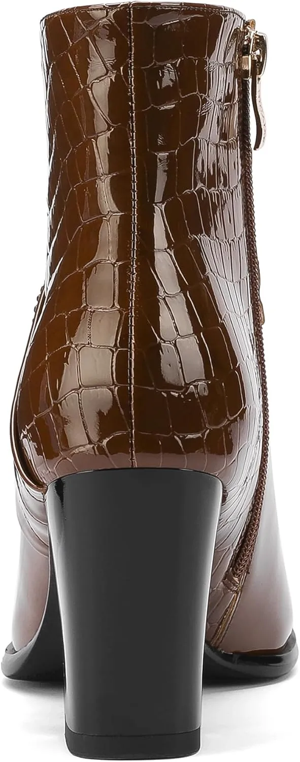 Winter Boots for Women 2025 High Heel Waterproof Shoes Extra Wide Calf Cowboy Rain Snow Chelsea Mid Short Cowgirl Western Chunky Slip On Comfortable Dress Fashion Booties