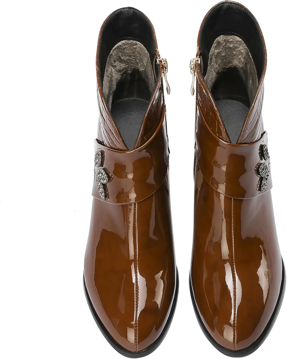 Winter Boots for Women 2025 High Heel Waterproof Shoes Extra Wide Calf Cowboy Rain Snow Chelsea Mid Short Cowgirl Western Chunky Slip On Comfortable Dress Fashion Booties