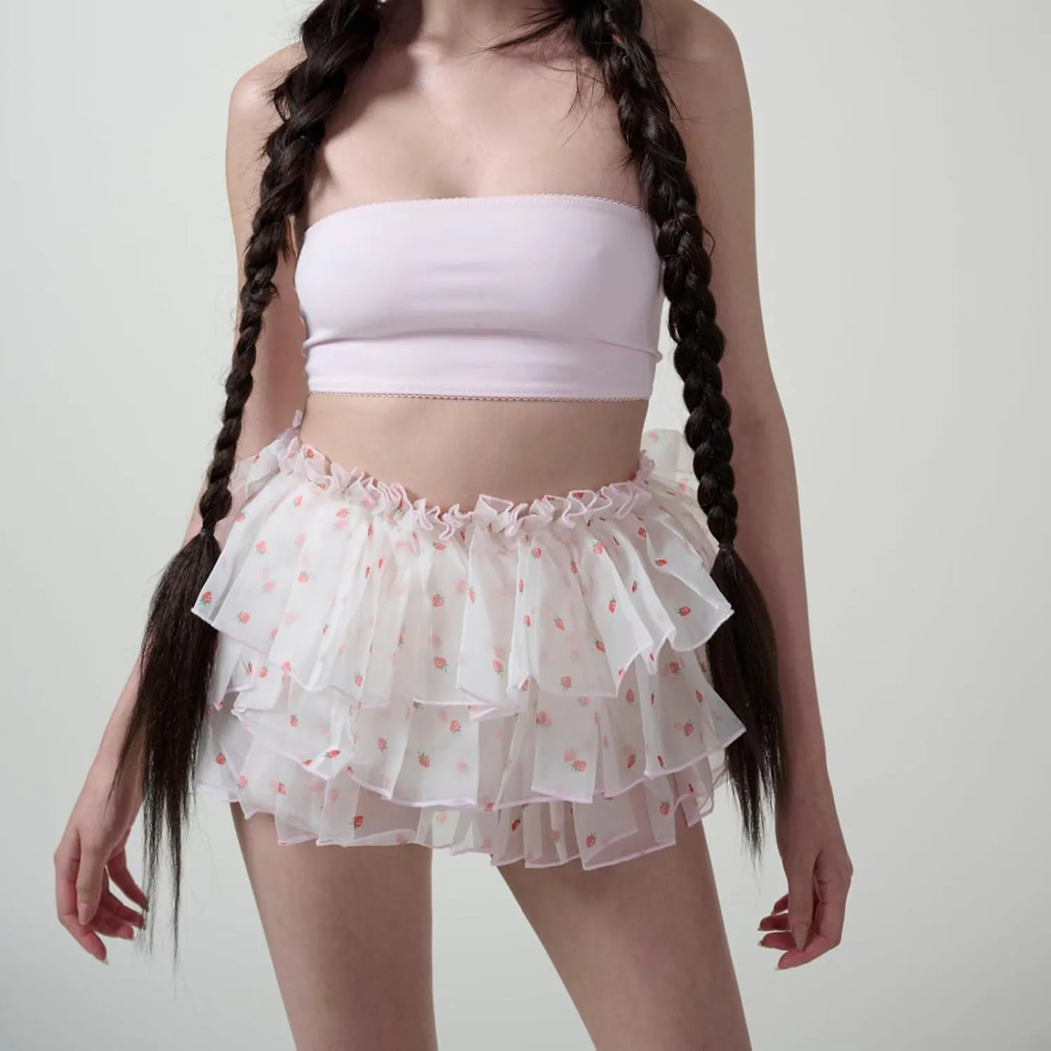 Woman Sexy Layered Ruffled Mini Skirt High Waist Mesh Tulle Tutu Skirt Sweet A Line Skirt y2k Lace Trim Skirts