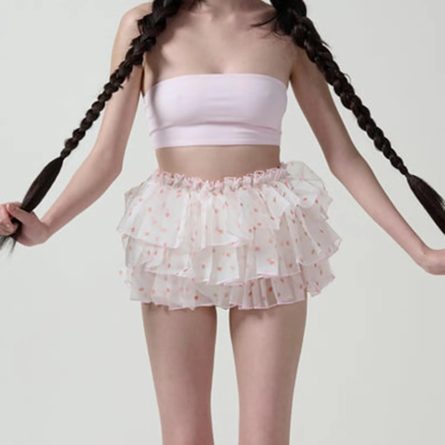 Woman Sexy Layered Ruffled Mini Skirt High Waist Mesh Tulle Tutu Skirt Sweet A Line Skirt y2k Lace Trim Skirts