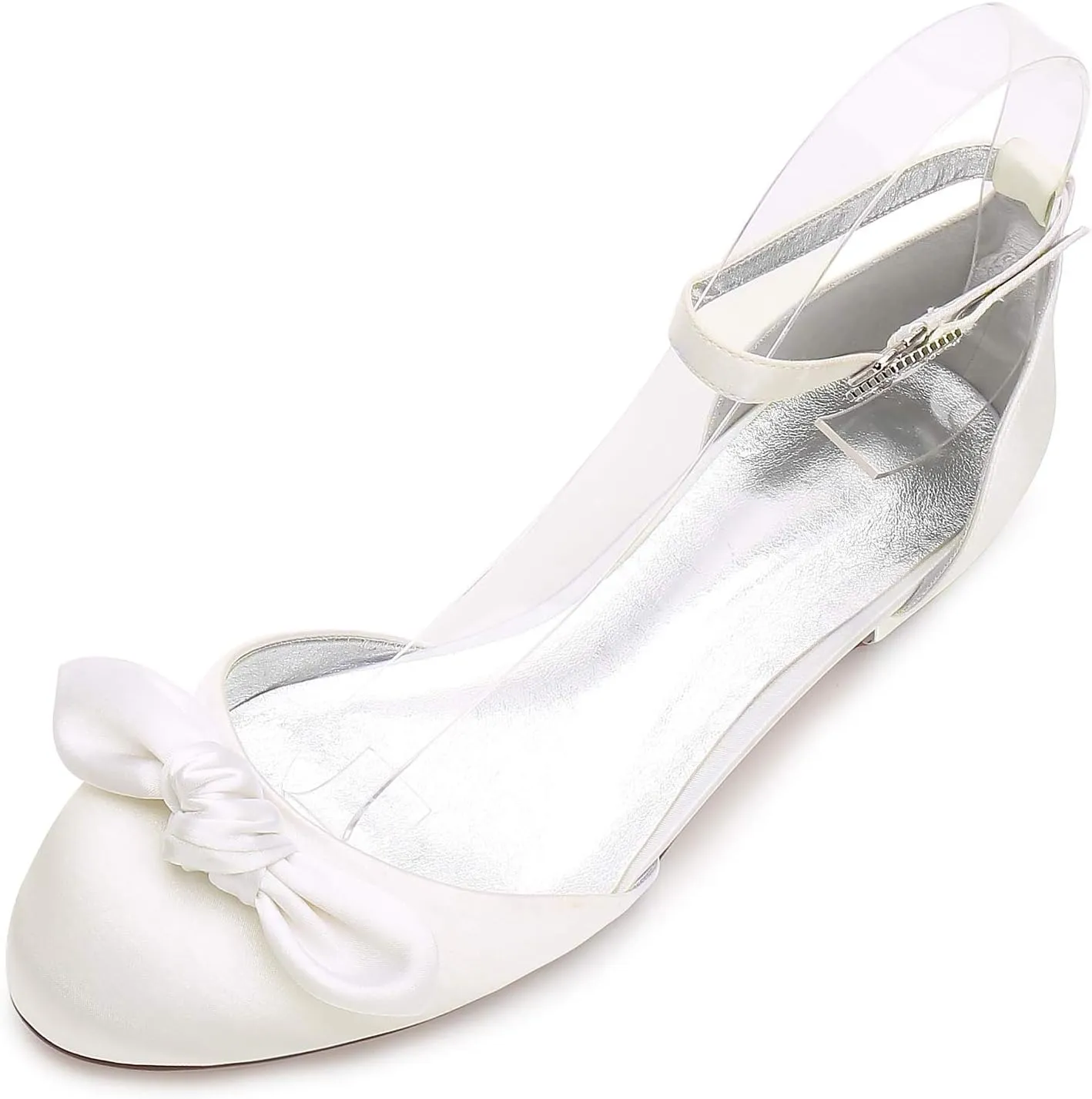 Women Ballet Flats Bow Tie Comfortable Simple Round Toe Low Heel Walking Shoes