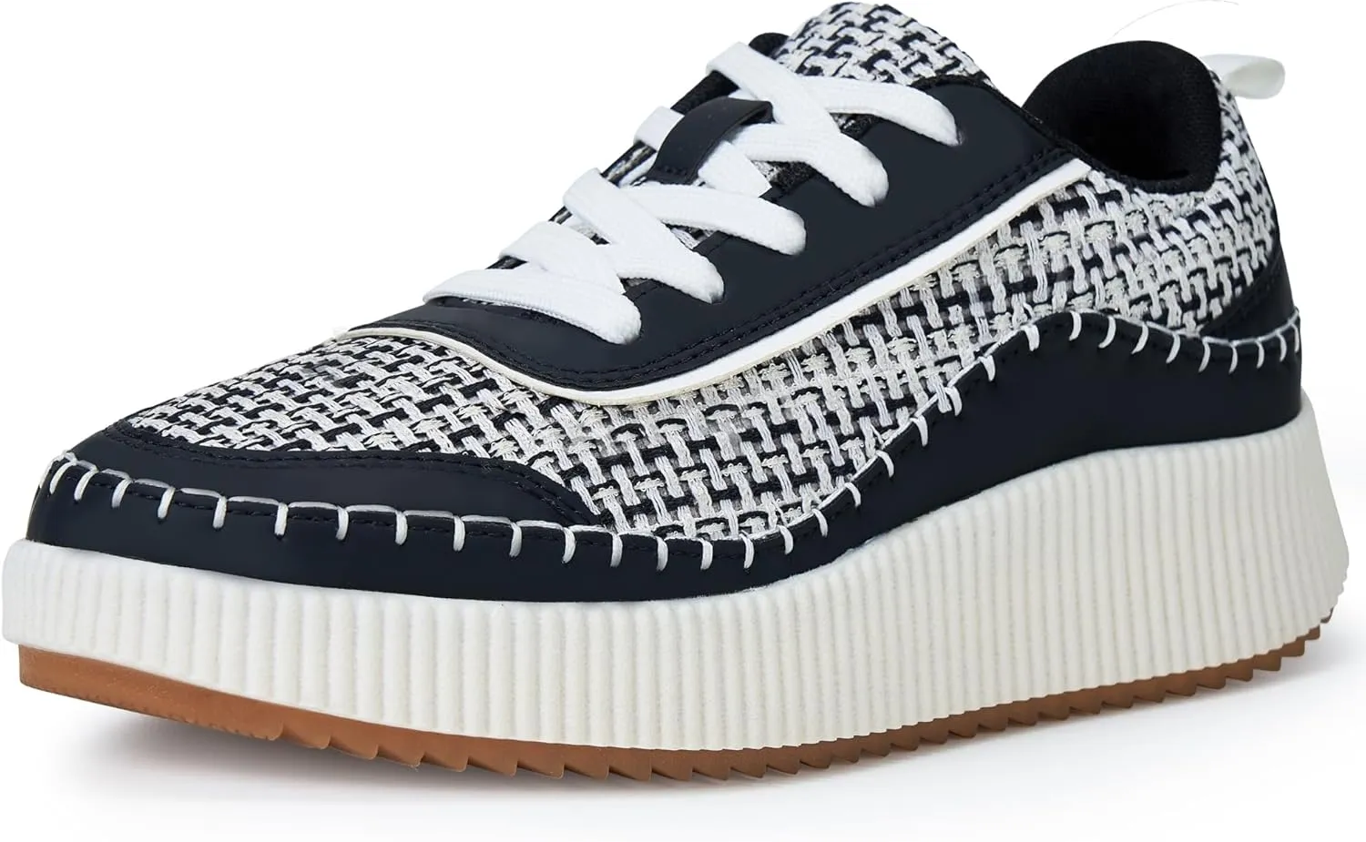 Women Crochet Platform Chunky Sneakers Comfortable Casual Tennis Shoes Fashion Sneaker Chunky Walking Shoes
