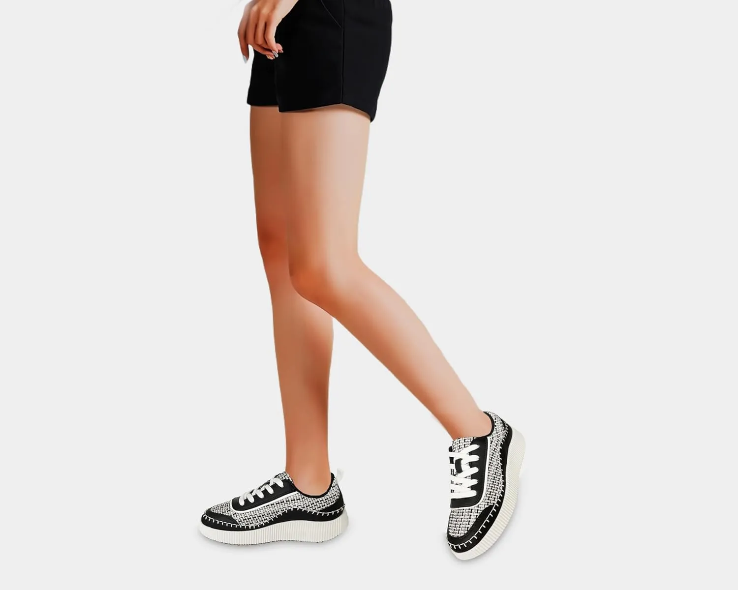 Women Crochet Platform Chunky Sneakers Comfortable Casual Tennis Shoes Fashion Sneaker Chunky Walking Shoes