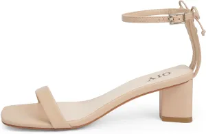 Women Heels Square Open Toe Sandals Ankle Strap Chunky Heels with Bow Comfort Dress Party Shoes