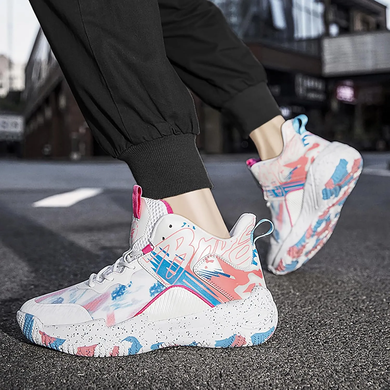 Women Men Basketball Shoes Fashion Running Sneakers Colorful Painting High Rebound Non-Slip Sport Shoes