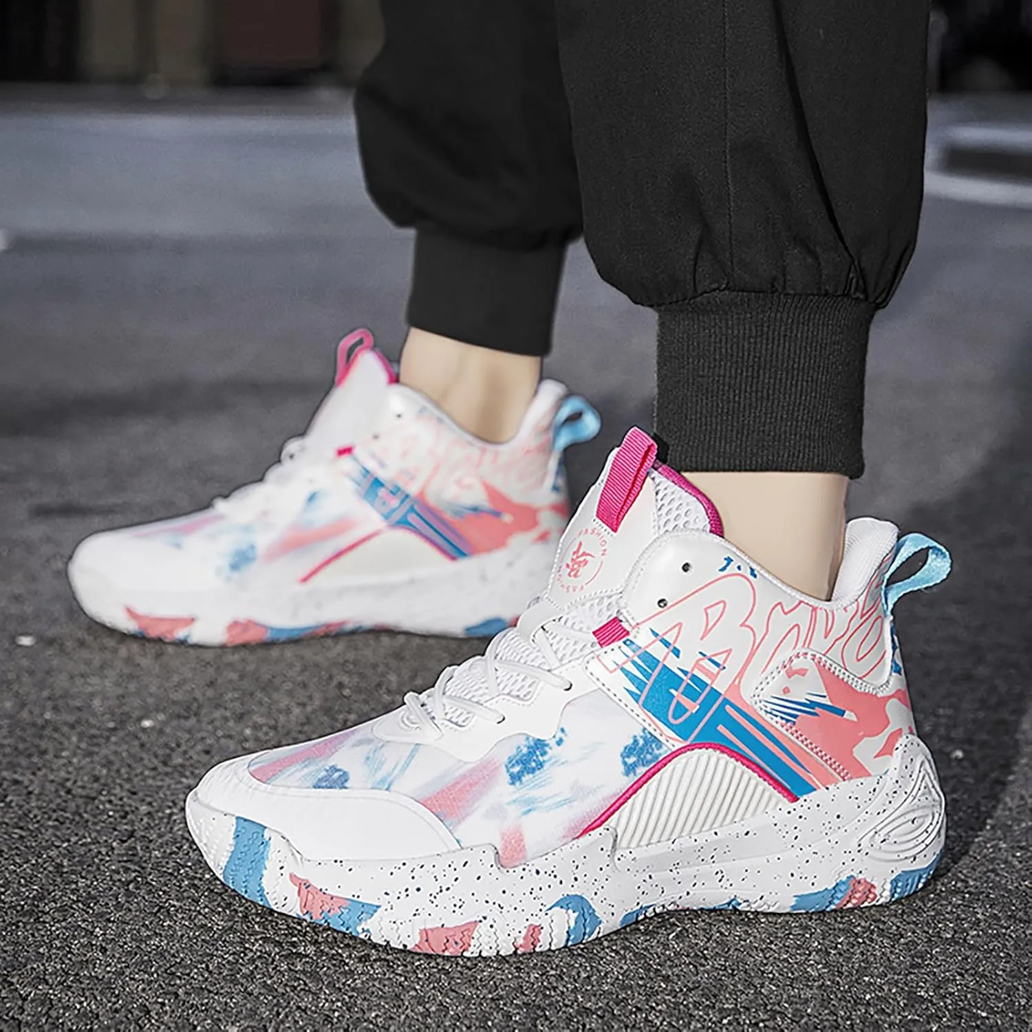 Women Men Basketball Shoes Fashion Running Sneakers Colorful Painting High Rebound Non-Slip Sport Shoes