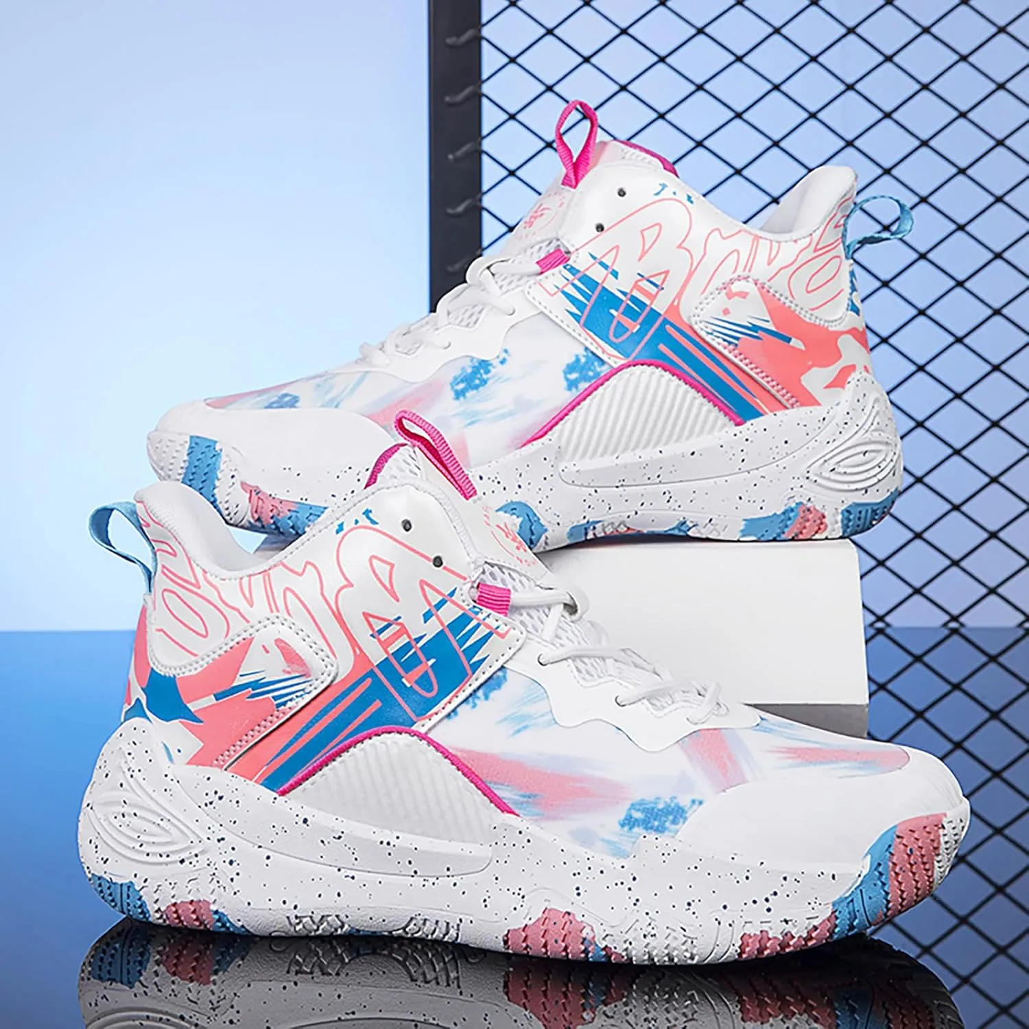 Women Men Basketball Shoes Fashion Running Sneakers Colorful Painting High Rebound Non-Slip Sport Shoes