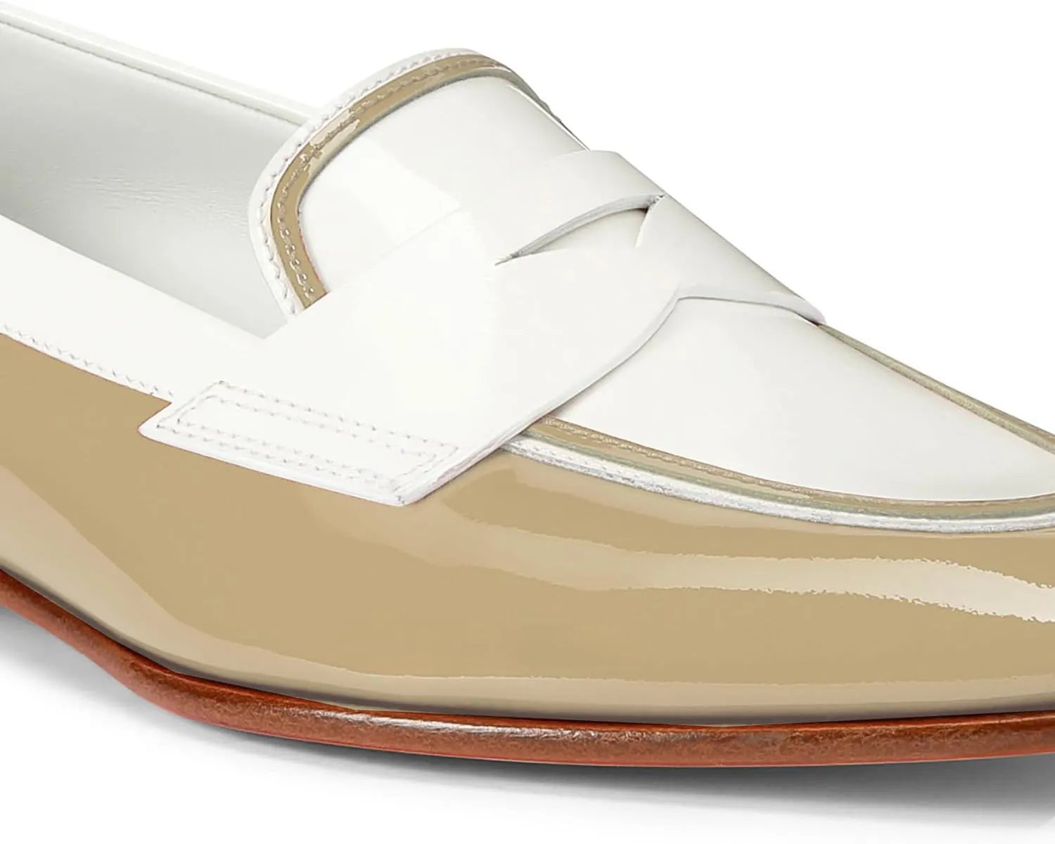 Women Patent Slip On Loafer Flats Two Tone Round Toe Flat Heel Penny Loafers Casual 1 inch Low Heel Loafer Dress Shoes Oxford Comfort Chic Colorblock Office Ladies Basic 4-11 M US
