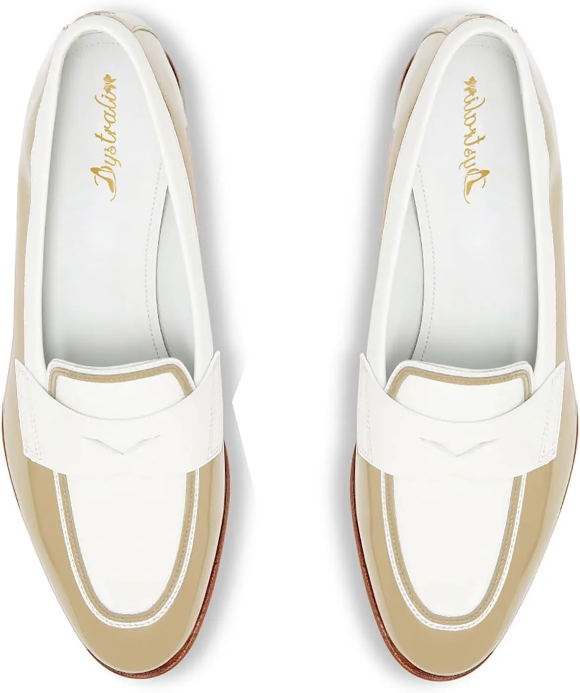 Women Patent Slip On Loafer Flats Two Tone Round Toe Flat Heel Penny Loafers Casual 1 inch Low Heel Loafer Dress Shoes Oxford Comfort Chic Colorblock Office Ladies Basic 4-11 M US