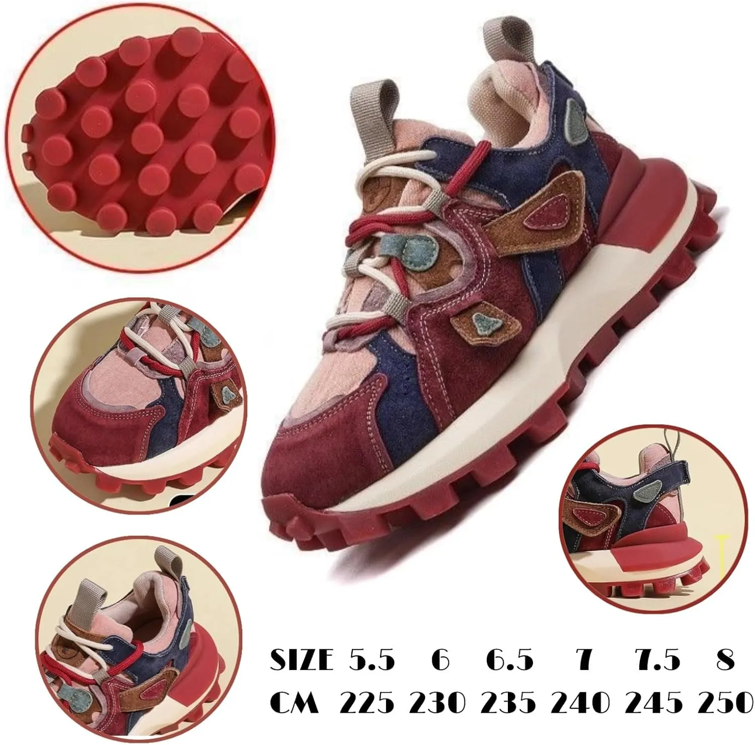 Women Premium Chunky Dad Sneakers, Stylish Leather Platform Shoes, Y2K Streetwear Sporty Versatile Lightweight Teens