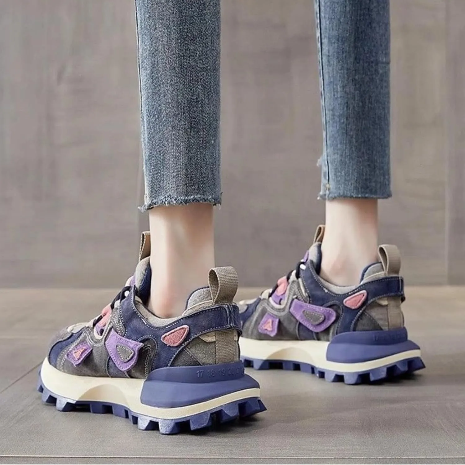 Women Premium Chunky Dad Sneakers, Stylish Leather Platform Shoes, Y2K Streetwear Sporty Versatile Lightweight Teens
