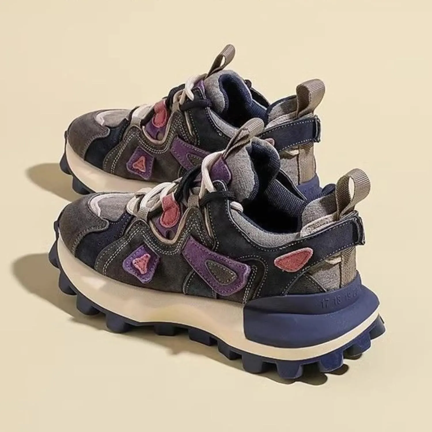 Women Premium Chunky Dad Sneakers, Stylish Leather Platform Shoes, Y2K Streetwear Sporty Versatile Lightweight Teens