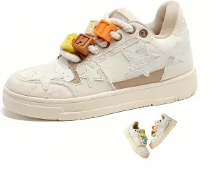 Women Y2K Chunky Sneakers, Star Patch Platform Shoes, Retro Streetwear Dopamine Colors Rich Block Charm Teens