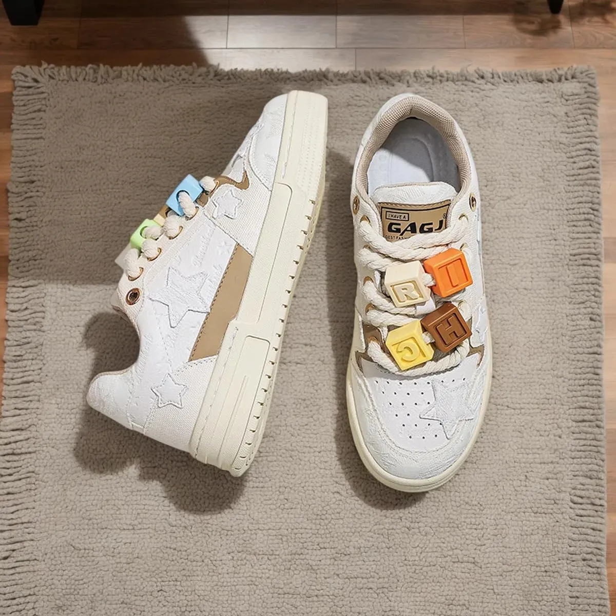 Women Y2K Chunky Sneakers, Star Patch Platform Shoes, Retro Streetwear Dopamine Colors Rich Block Charm Teens