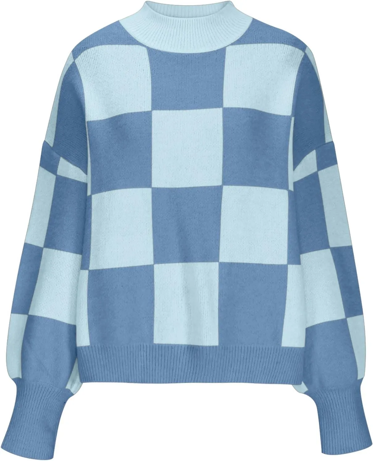 Women's 2024 Fall Fashion Long Sleeve Crewneck Sweaters Color Block Ribbed Knit Loose Pullover Sweater Tops Winter