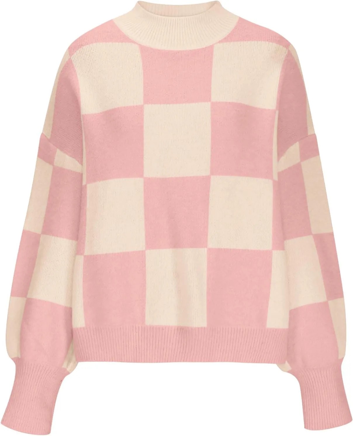 Women's 2024 Fall Fashion Long Sleeve Crewneck Sweaters Color Block Ribbed Knit Loose Pullover Sweater Tops Winter