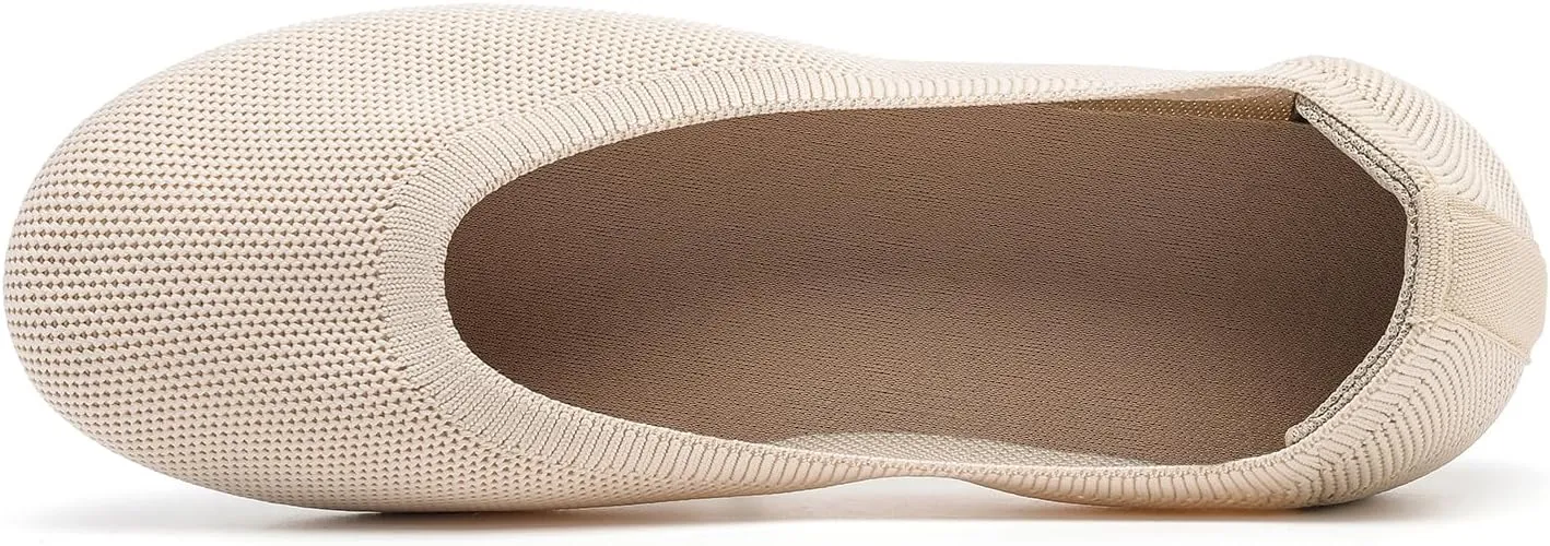 Women's Ballet Flats Dress Shoes for Women, Women Classic Round Toe Slip On Flat Walking Shoes, Women Casual Comfortable Soft Knit Black Leopard Flats Shoes